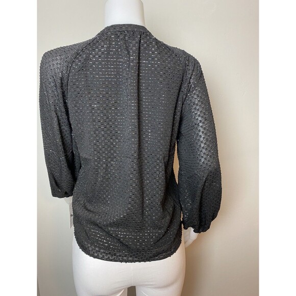 N2. Nanette Top Size M Black Blouse Balloon Sleeve V Neck NWT $88 - Picture 4 of 10
